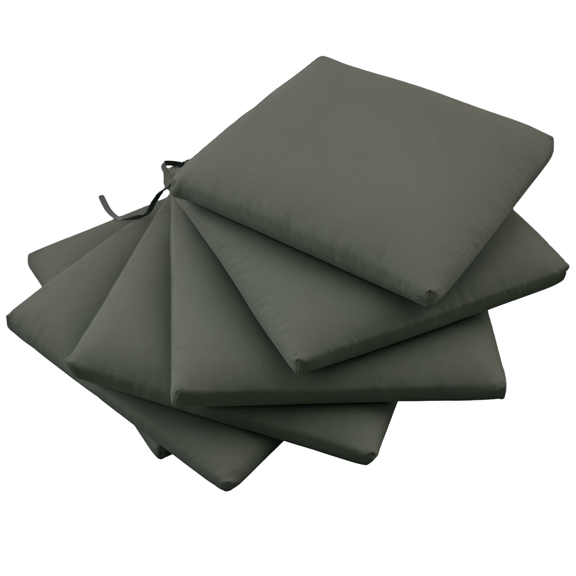 Lot de 6 coussins chaise extérieur tissu polyester forme carrée sangles 42x42cm gris - ComfortXL Outdoor Living - Image 1