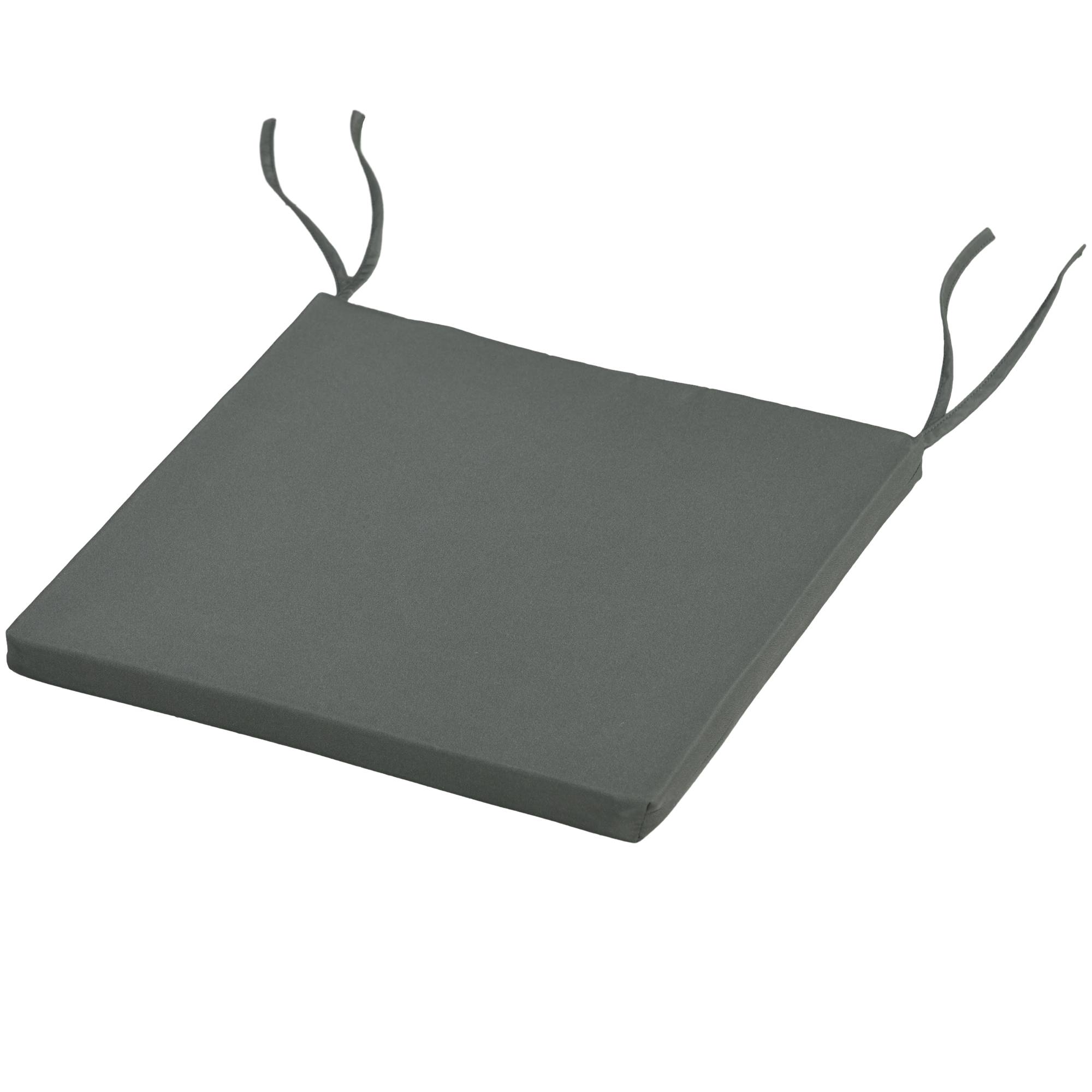 Lot de 6 coussins chaise extérieur tissu polyester forme carrée sangles 42x42cm gris - ComfortXL Outdoor Living - Image 2
