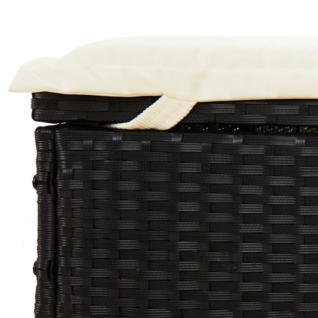 Helloshop26 - Transat chaise longue bain de soleil lit de jardin terrasse meuble d'extérieur à 2 places avec coussins noir résine tressée - Imagen 8