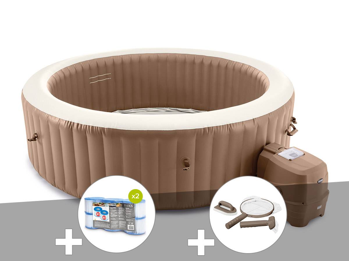 Kit spa gonflable Intex PureSpa Sahara rond Bulles 8 places + 12 filtres + Kit d'entretien - Imagen 1