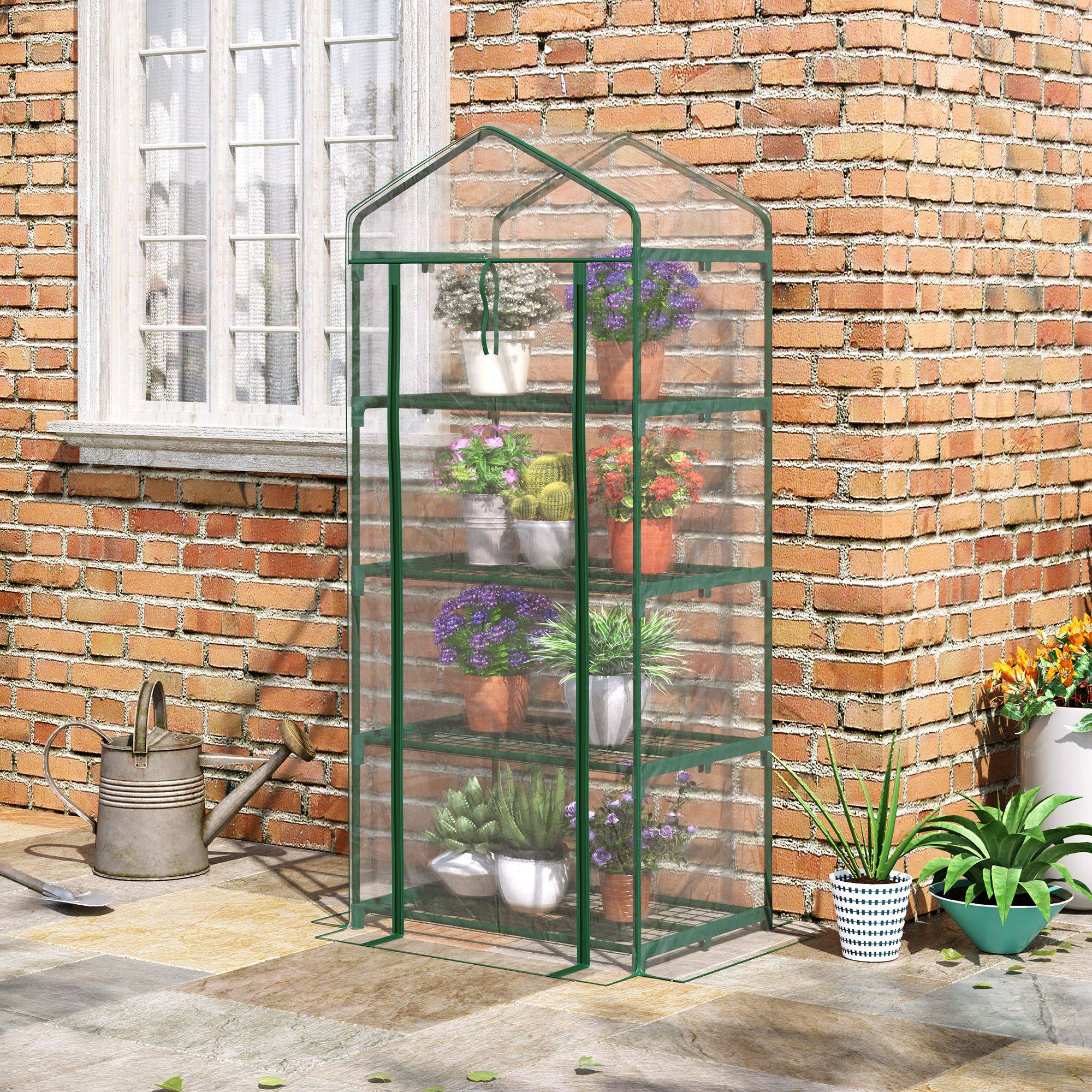 ComfortXL - Mini serre 4 niveaux acier PVC transparent 70 x 50 x 160 cm vert foncé balcon terrasse - ComfortXL Outdoor Living
