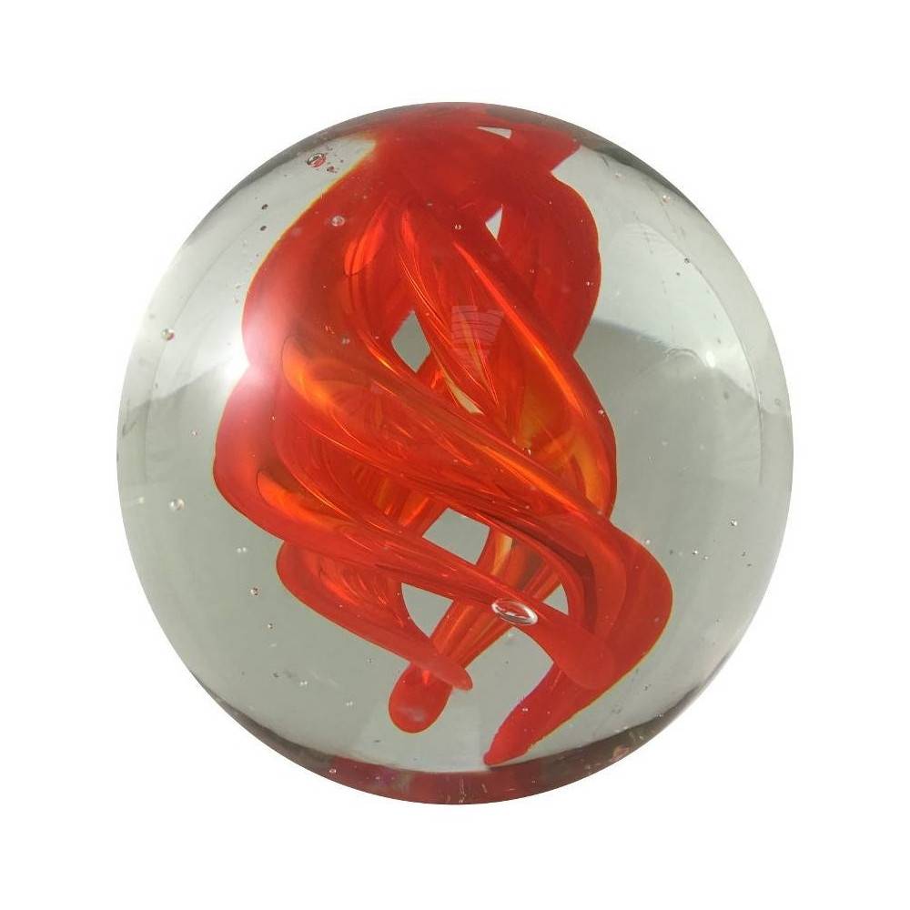 ° Presse papier sulfure "Flammes" en verre rouge Ø.8 cm Chemin de campagne - Imagen 1
