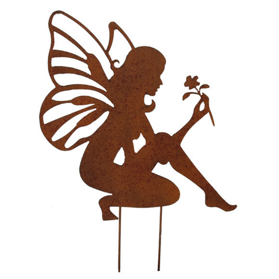 Fleur - Fée en métal - Déco jardin 52cm - Fleur