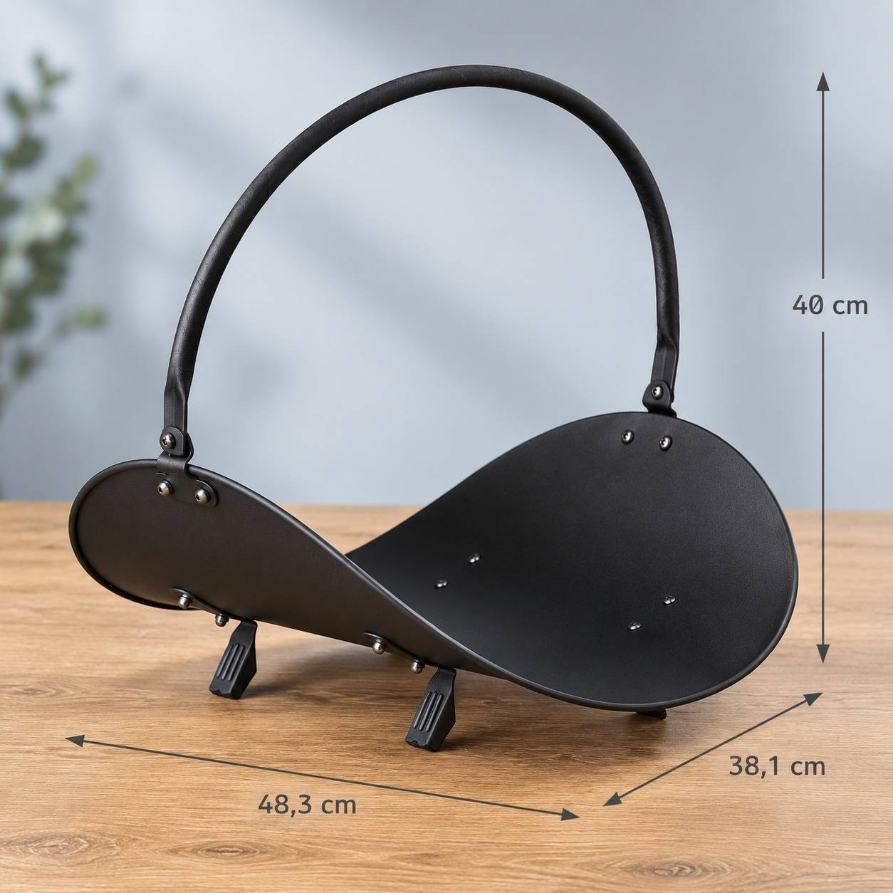 Support à Bûches Noir Intérieur Extérieur Panier Rangement Bois - Image 3