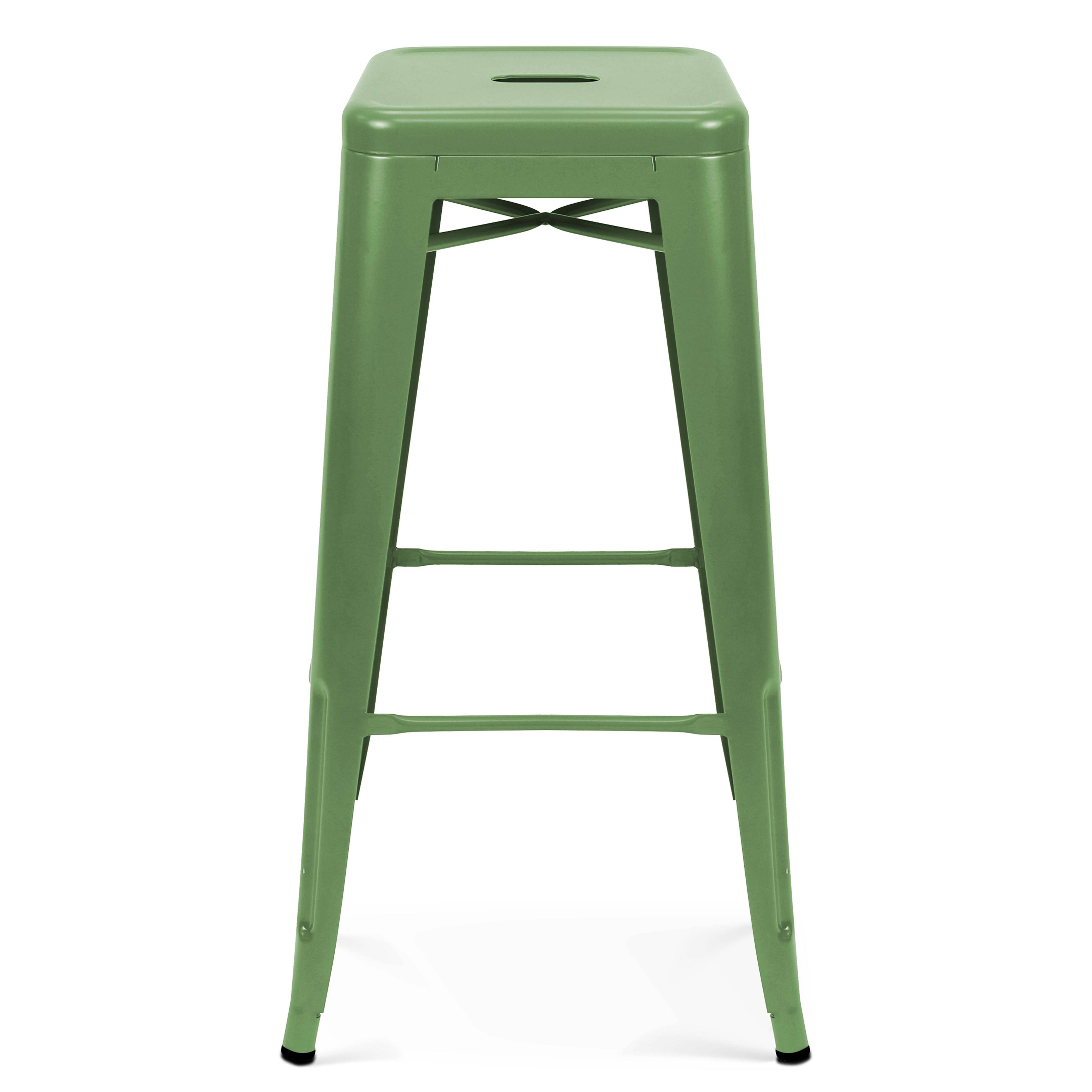 Oviala - Lot de 4 tabourets de terrasse en métal mat vert cactus Indus - Oviala - Imagen 3