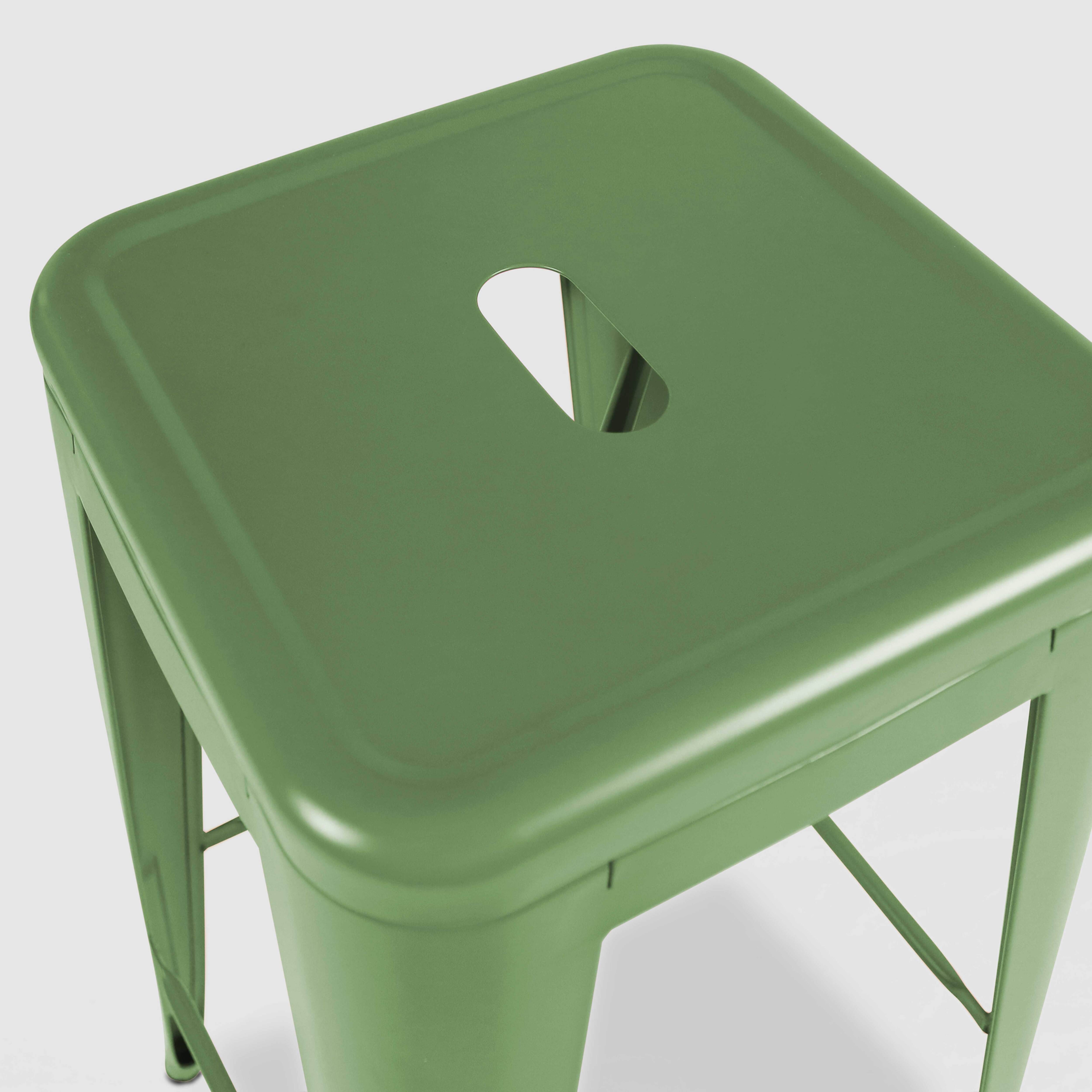 Oviala - Lot de 4 tabourets de terrasse en métal mat vert cactus Indus - Oviala - Imagen 4