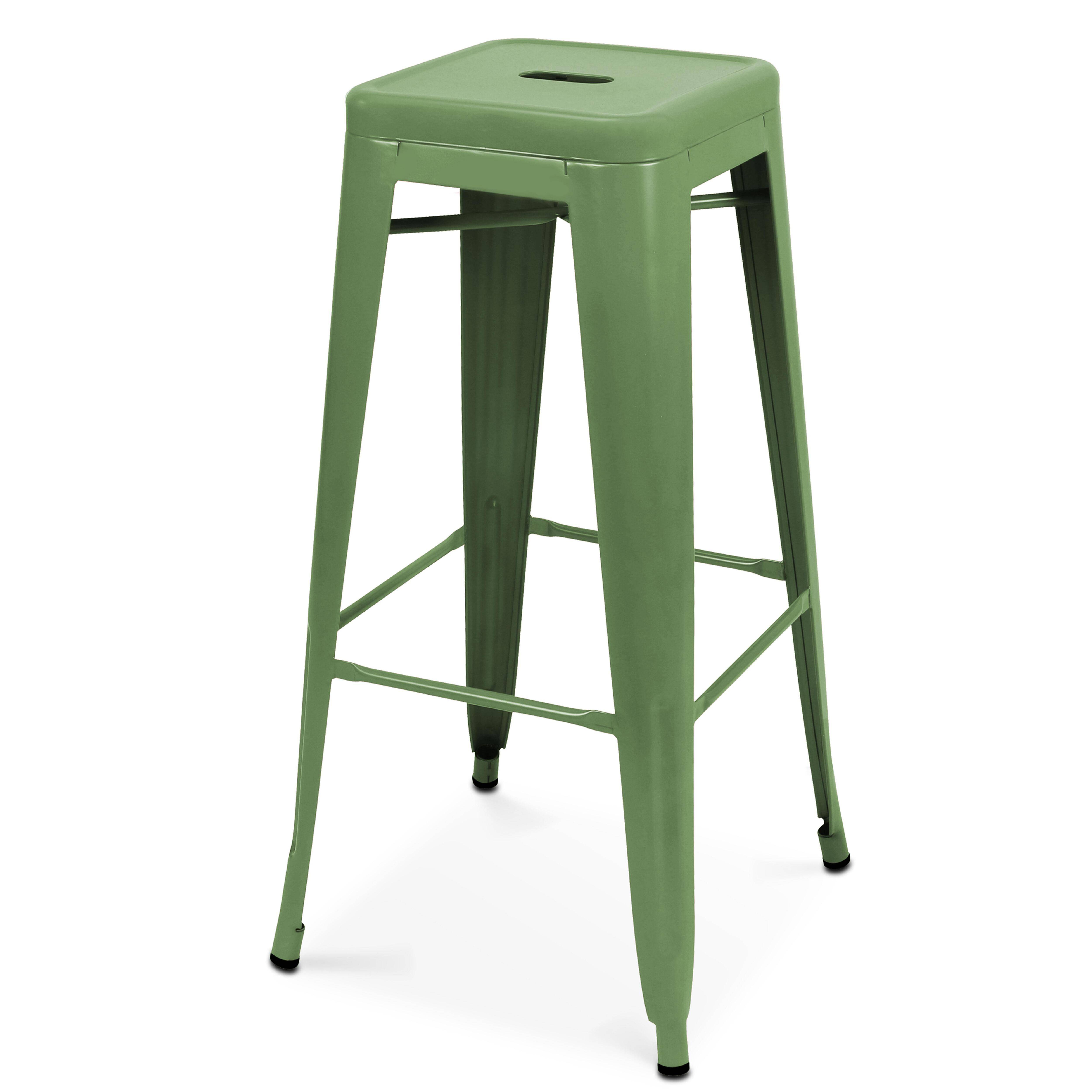 Oviala - Lot de 4 tabourets de terrasse en métal mat vert cactus Indus - Oviala - Imagen 2