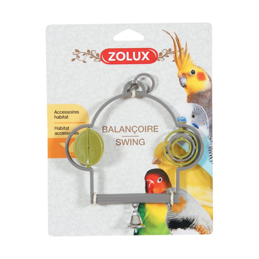Zolux - Columpio de plástico con juguetes para pájaros, altura 15 cm