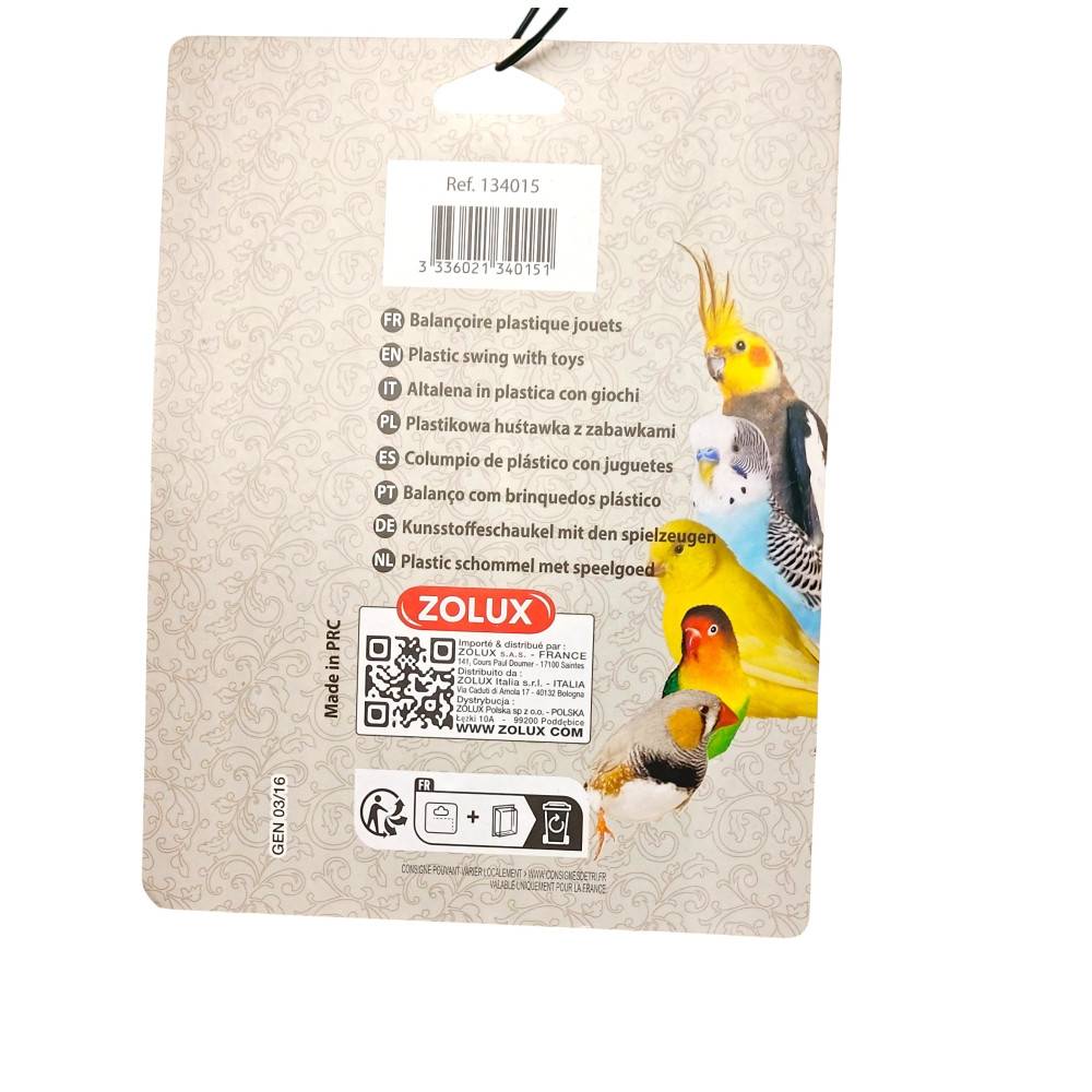 Zolux - Columpio de plástico con juguetes para pájaros, altura 15 cm - Imagen 3