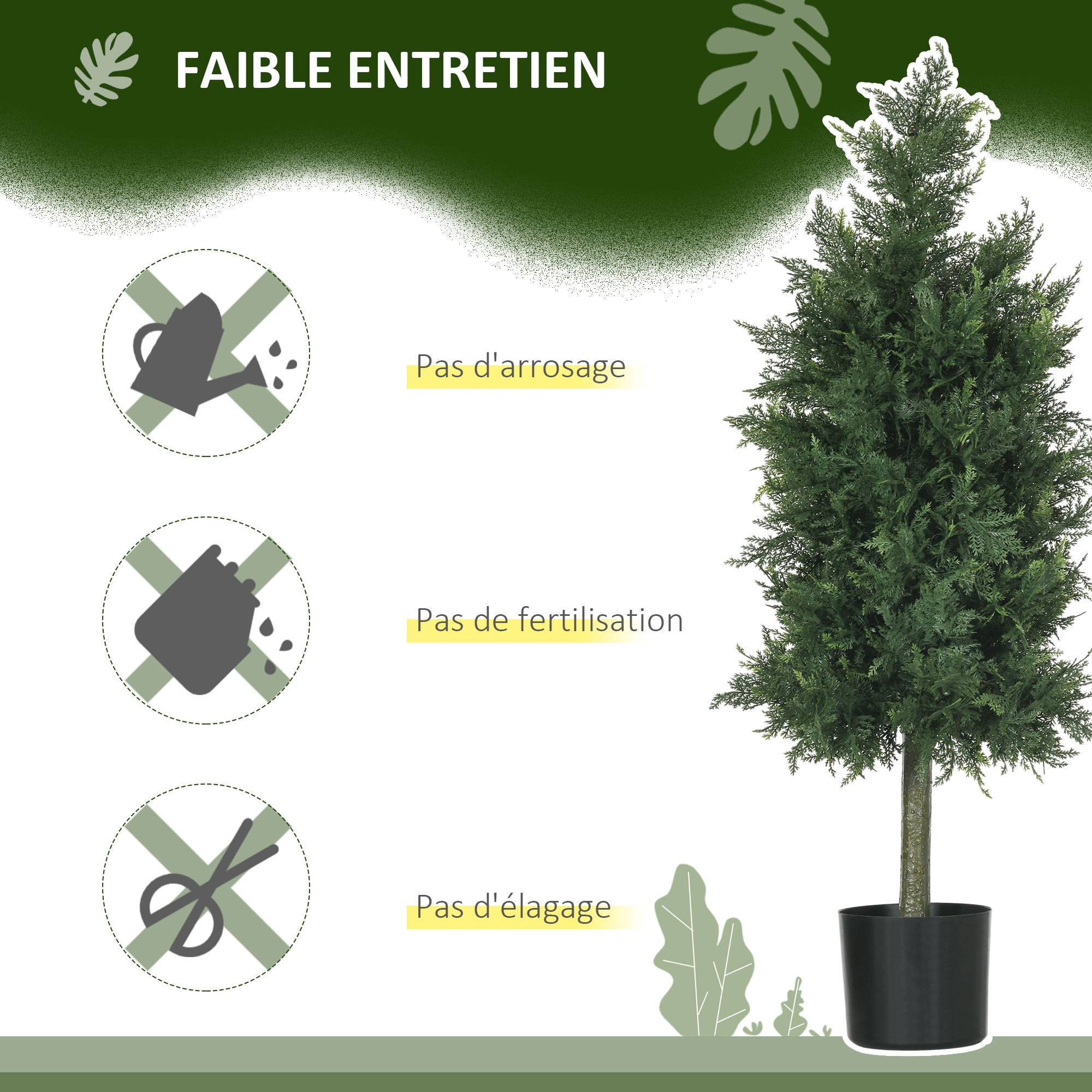Lot 2 cèdres conifères artificiels PE protection UV extérieur pot lesté inclus 90cm vert - ComfortXL Outdoor Living - Image 9