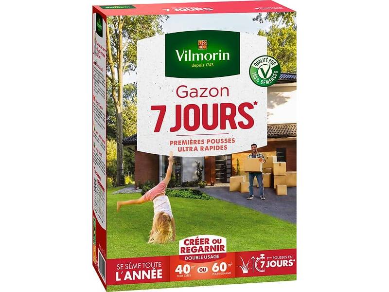 Vilmorin - Gazon 7 jours semences boîte 1 kg - VILMORIN