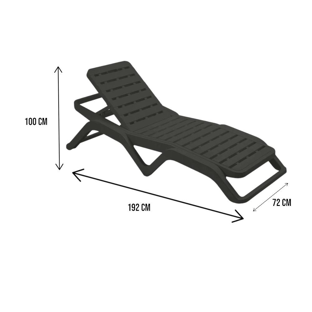 Dmora - Bains de soleil Ercolano, Chaise longue de jardin réglable, Chaise longue d'extérieur, 100% Made in Italy, 192x72h100 cm, Anthracite - Dmora - Imagen 3