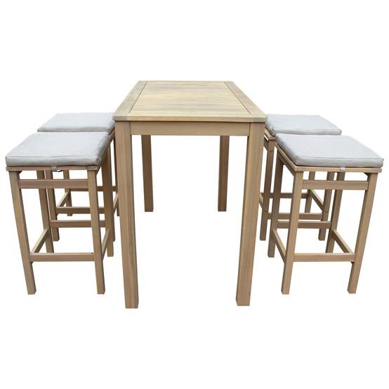 Happy Garden - Mange debout ARUBA en acacia massif 4 places - coussins sable - HAPPY GARDEN - Imagen 2