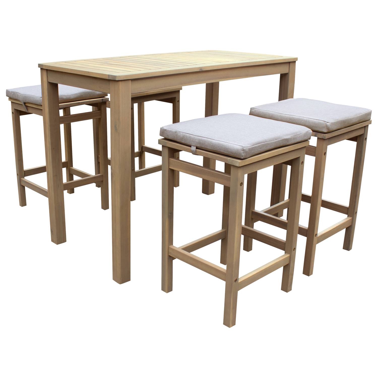 Happy Garden - Mange debout ARUBA en acacia massif 4 places - coussins sable - HAPPY GARDEN - Imagen 1