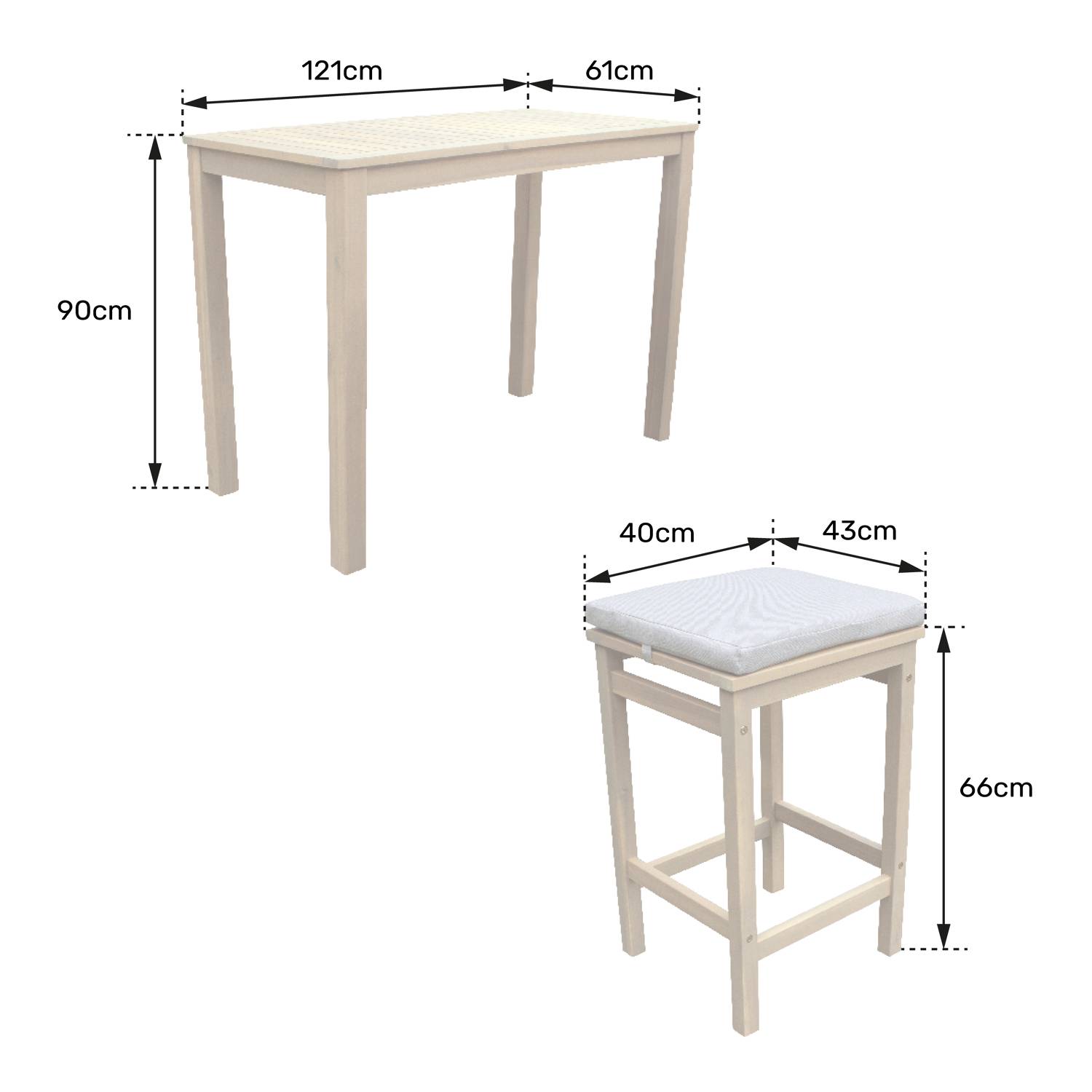 Happy Garden - Mange debout ARUBA en acacia massif 4 places - coussins sable - HAPPY GARDEN - Imagen 6