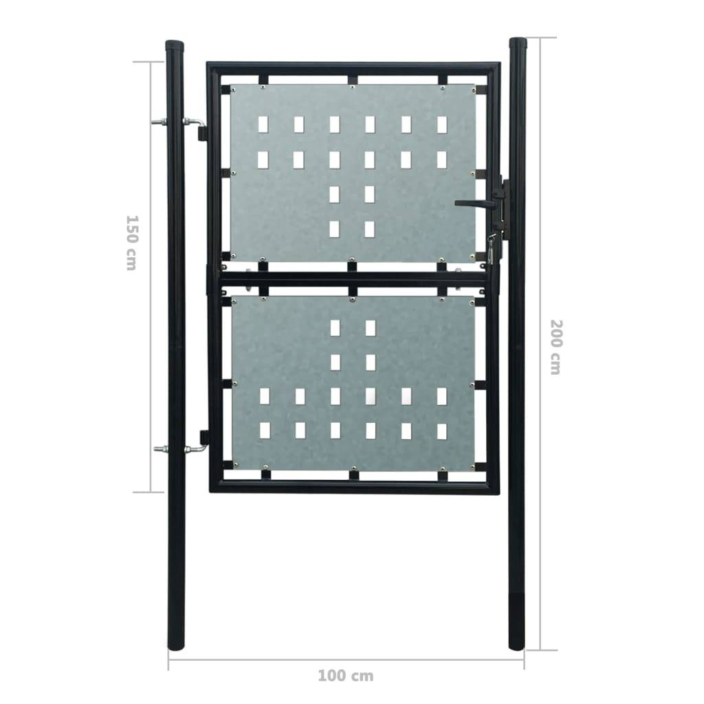 Maison Chic - Portail de jardin simple - Portillon de jardin - Portail de clôture Noir 100x200 cm - MEUBLE PRO - Image 5