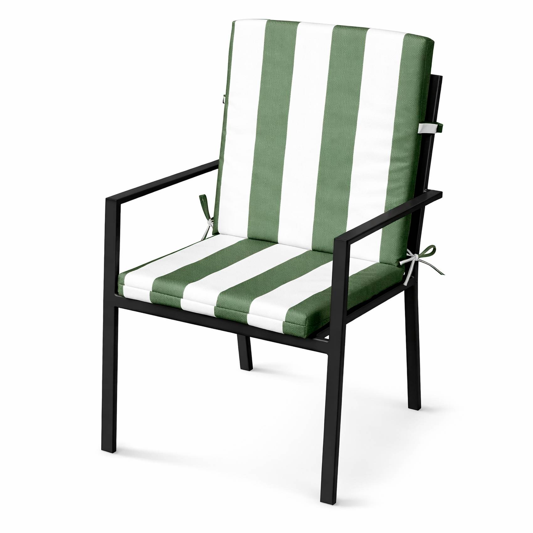 Home Maison - Coussin de fauteuil assise et dossier imperméable à rayures ARCACHON - HOME MAISON - Polyester - Vert Olive - Image 1