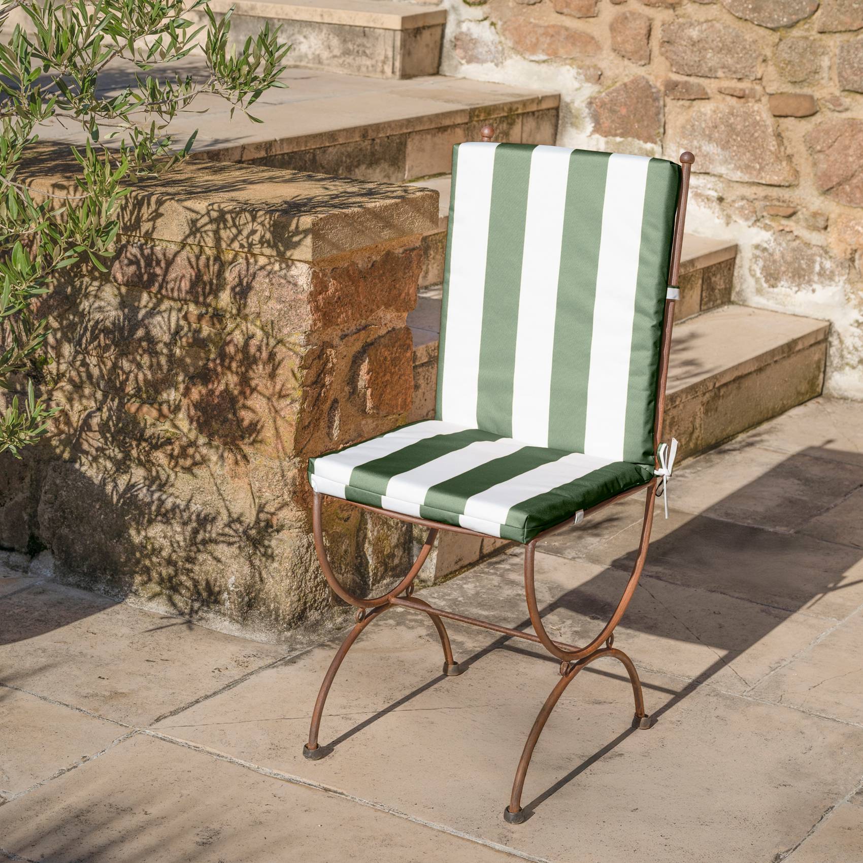 Home Maison - Coussin de fauteuil assise et dossier imperméable à rayures ARCACHON - HOME MAISON - Polyester - Vert Olive - Image 6