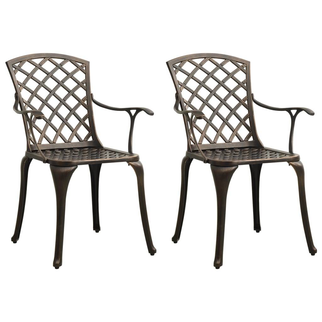 Helloshop26 - Ensemble de bistro jardin meuble extérieur terrasse 3 pièces aluminium coulé bronze - Imagen 2