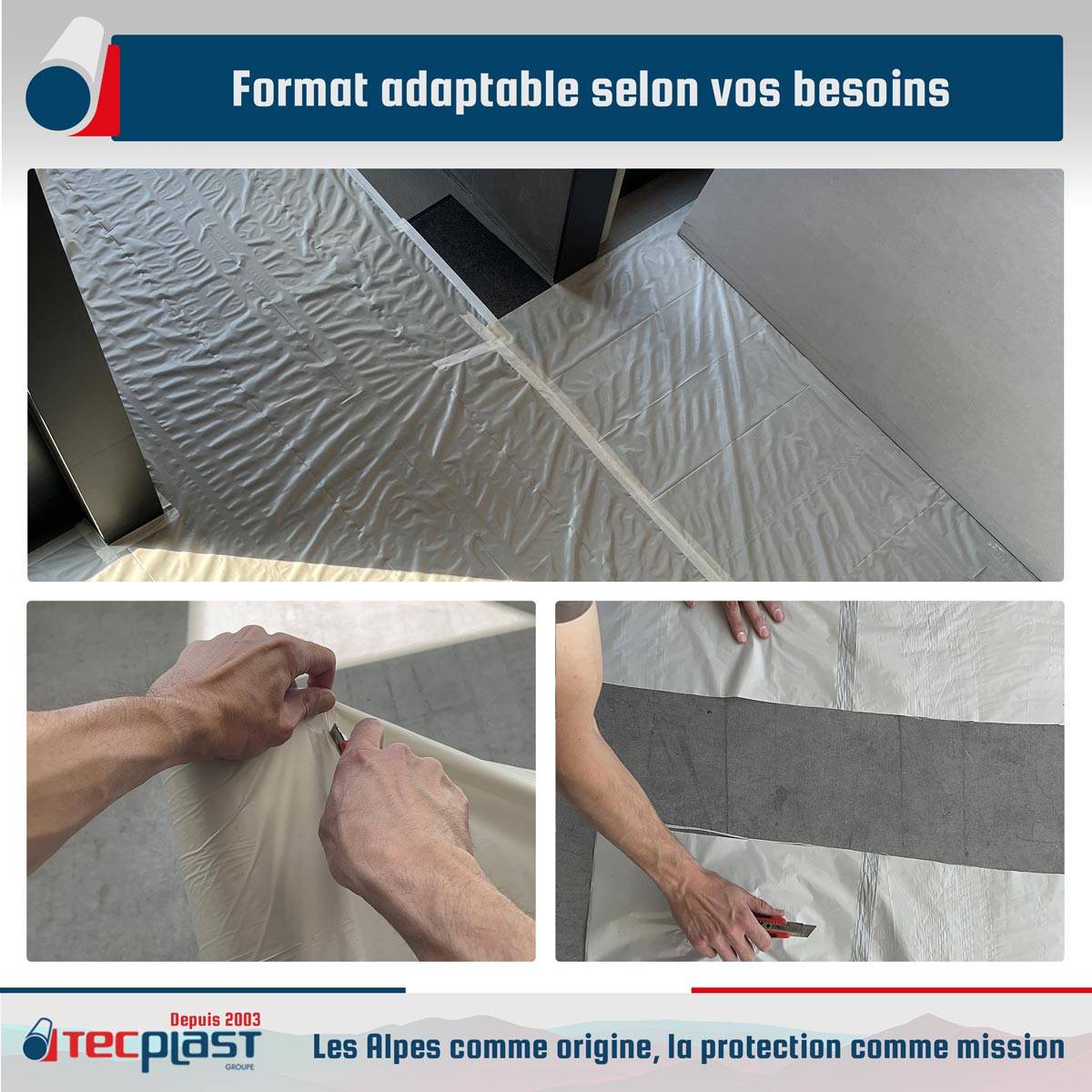 Bâche peinture en ROULEAU 3x15 m 80RPE Translucide - Haute Qualité - Film plastique de protection sol - Made in France TECPLAST - Imagen 5
