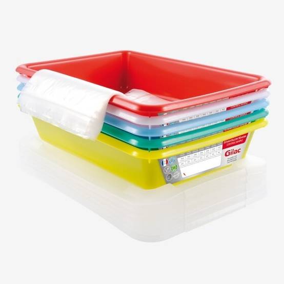 Bacs plats témoins 3 L HACCP + couvercles - Lot de 5 - Gilac - Image 2