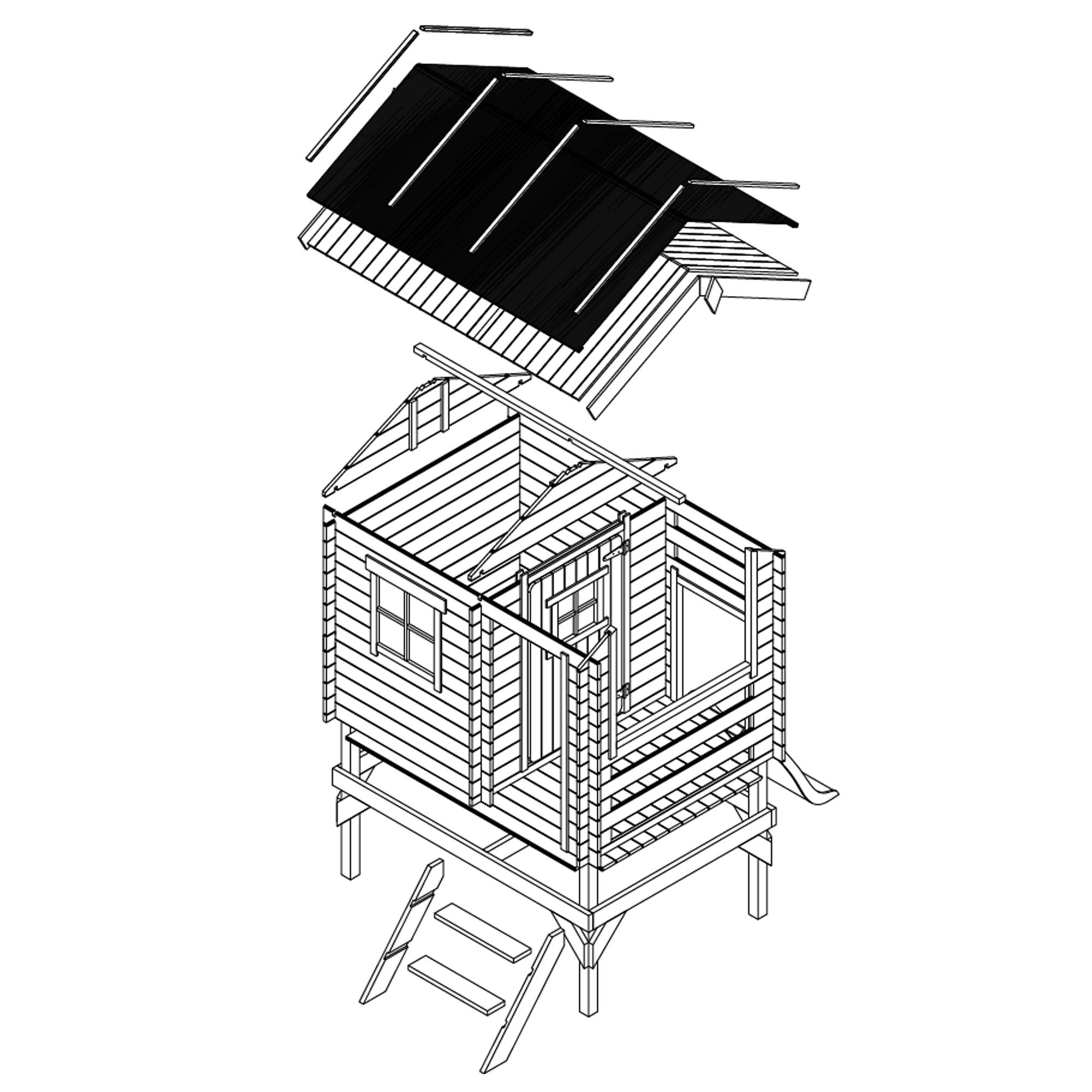 Timbela - Maisonnette en bois 82x146xH205 cm / 1.1 m² avec toboggan - Maison jardin enfant exterieur bois - 19 mm d’épaisseur - Timbela M501C - Imagen 8
