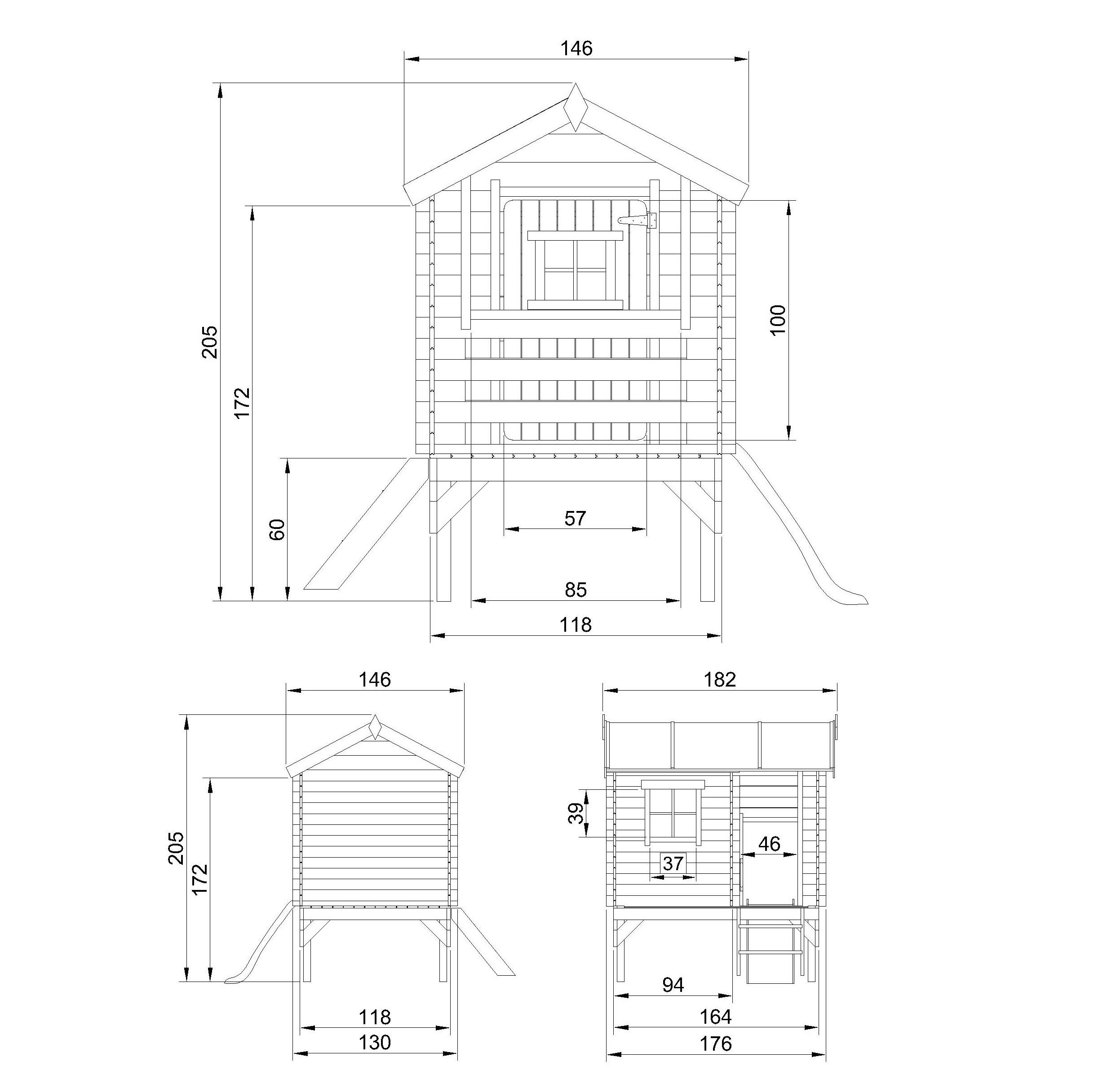 Timbela - Maisonnette en bois 82x146xH205 cm / 1.1 m² avec toboggan - Maison jardin enfant exterieur bois - 19 mm d’épaisseur - Timbela M501C - Imagen 6