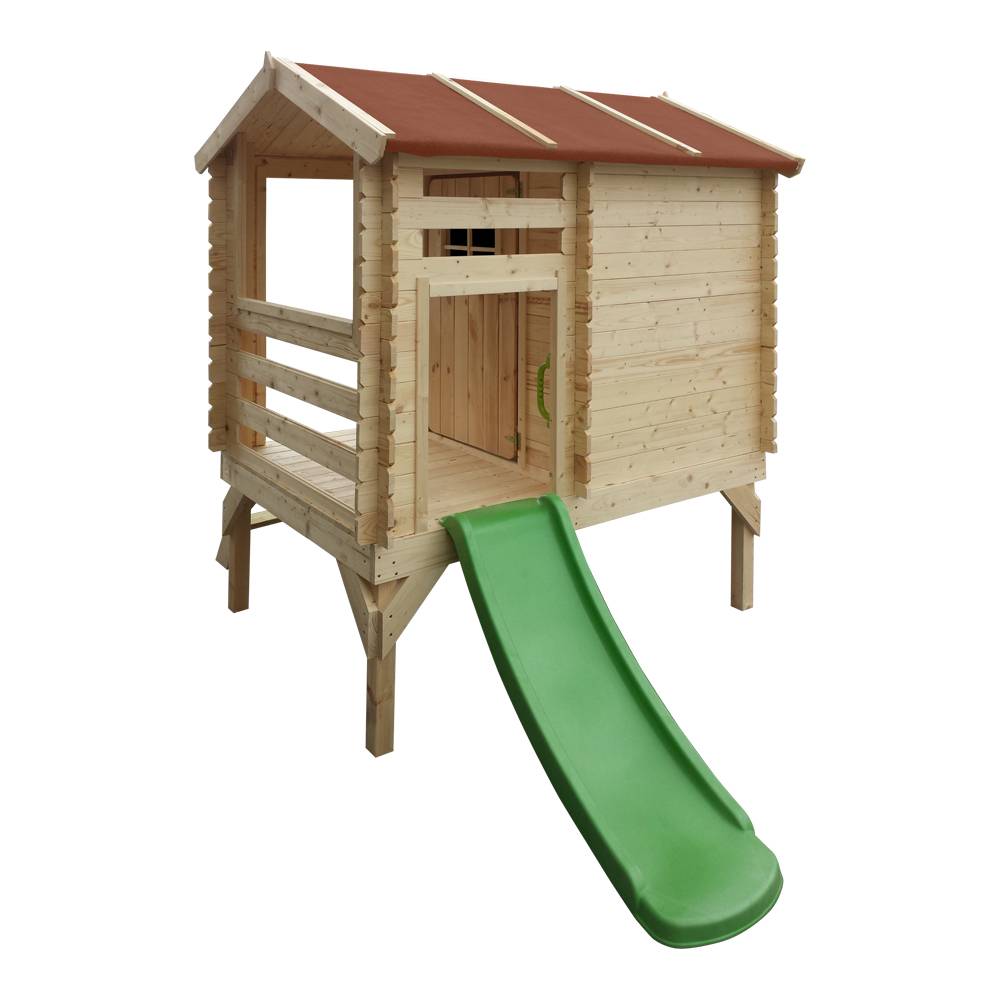 Timbela - Maisonnette en bois 82x146xH205 cm / 1.1 m² avec toboggan - Maison jardin enfant exterieur bois - 19 mm d’épaisseur - Timbela M501C - Imagen 3