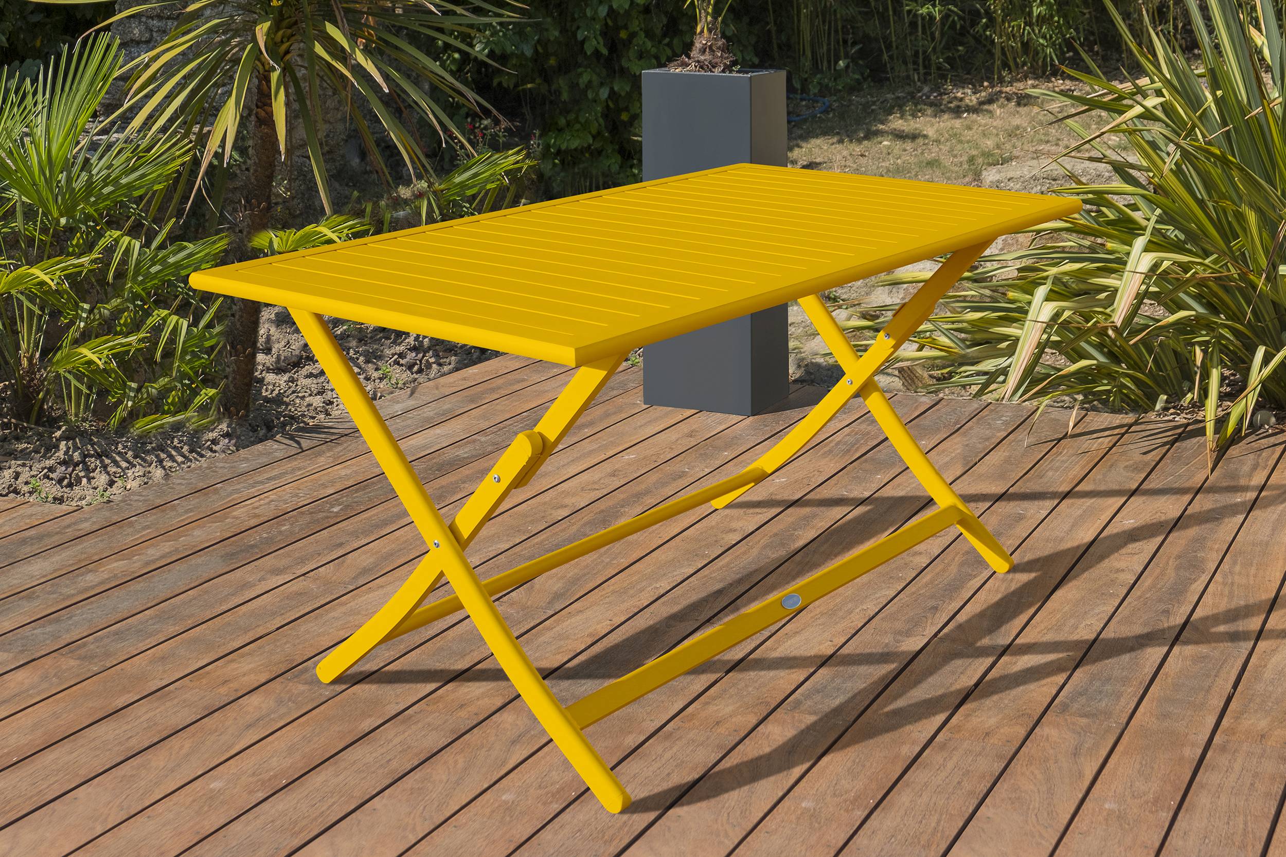 Table de jardin pliante en aluminium - Jaune moutarde - MARIUS - Image 1