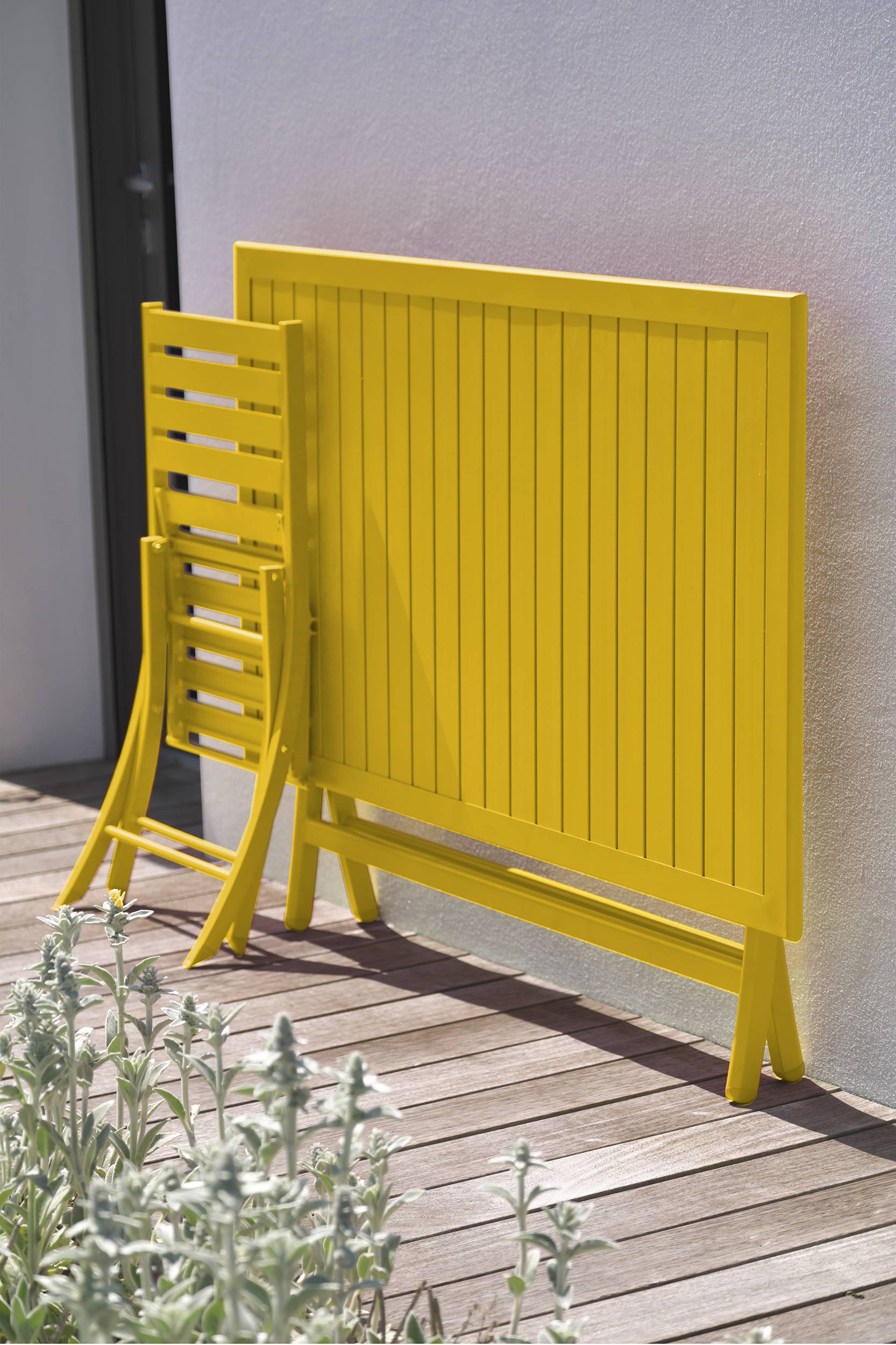 Table de jardin pliante en aluminium - Jaune moutarde - MARIUS - Image 2