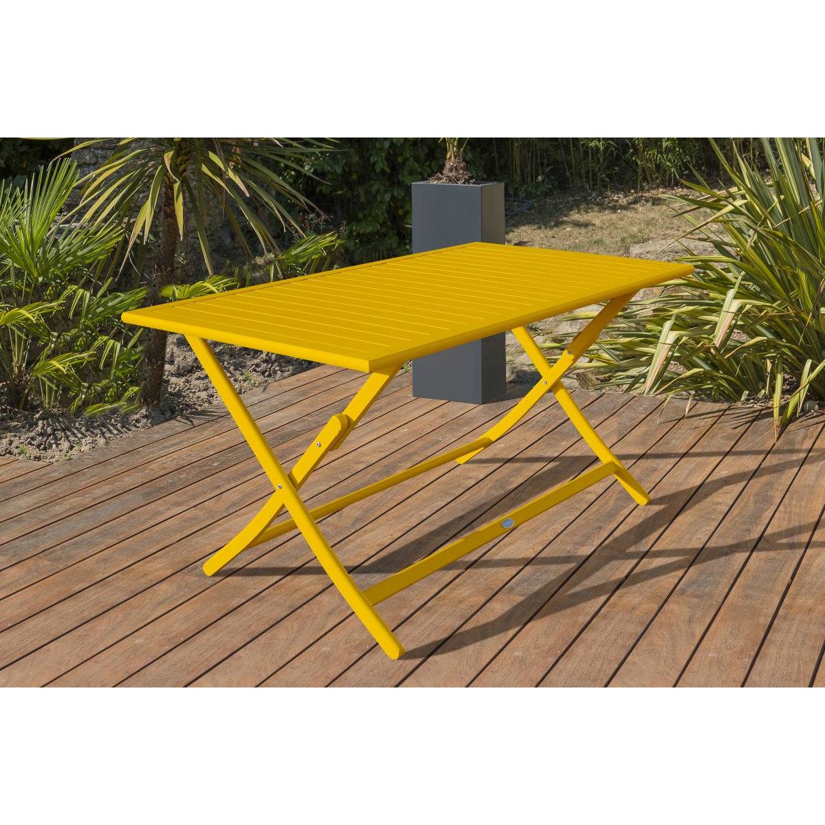 Table de jardin pliante en aluminium - Jaune moutarde - MARIUS - Image 5