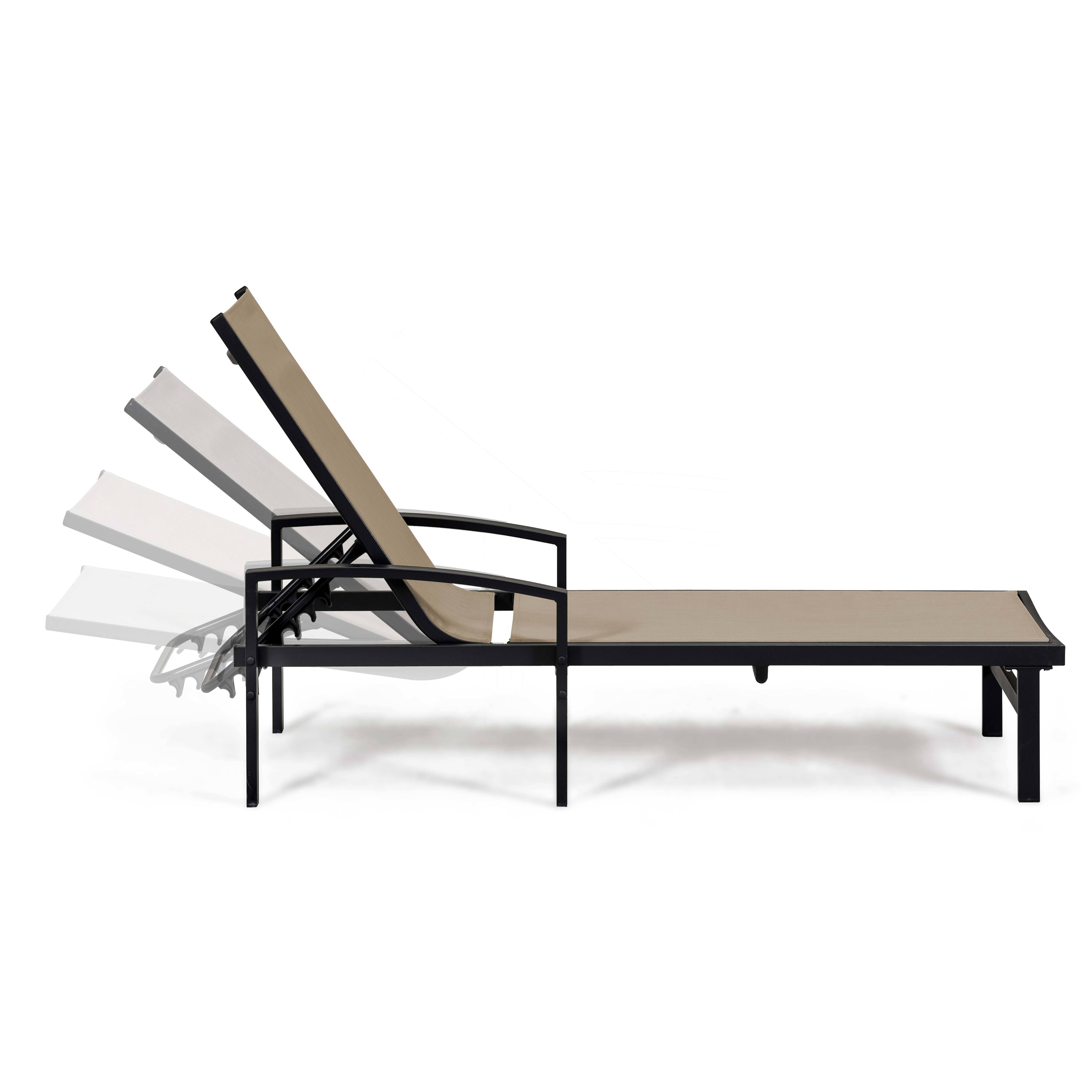 Oviala - Lot de 2 bains de soleil en aluminium taupe Oléron - Oviala - Imagen 5
