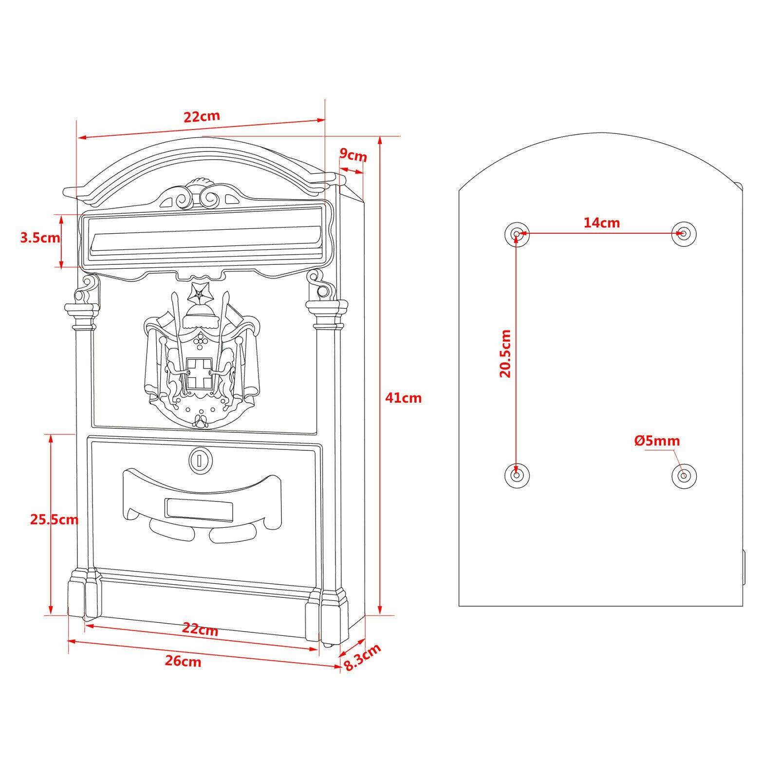 Helloshop26 - Boite aux lettres design antique blanc boite postale murale courrier - Imagen 6
