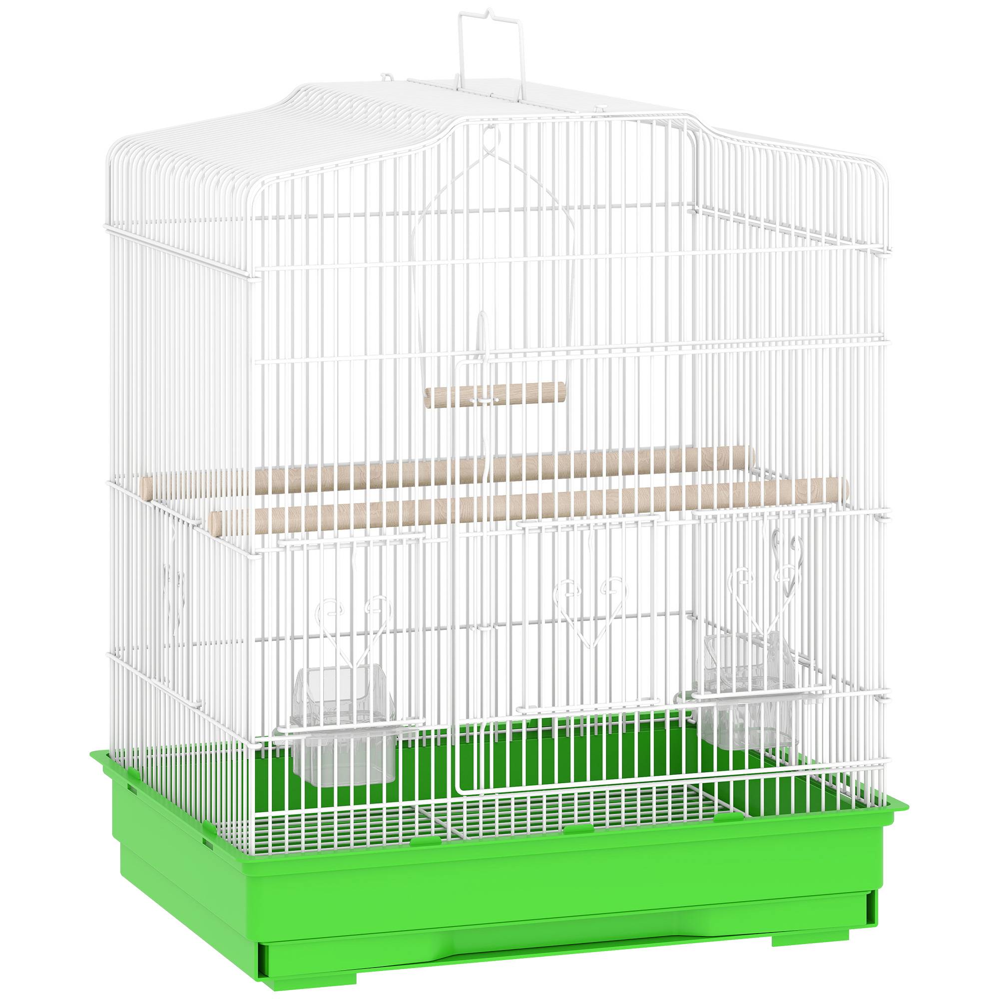 ComfortXL - Cage à oiseaux acier 46,5 x 36 x 59 cm blanc et vert pour perruches avec perchoirs mangeoires et tiroir amovible - Image 10