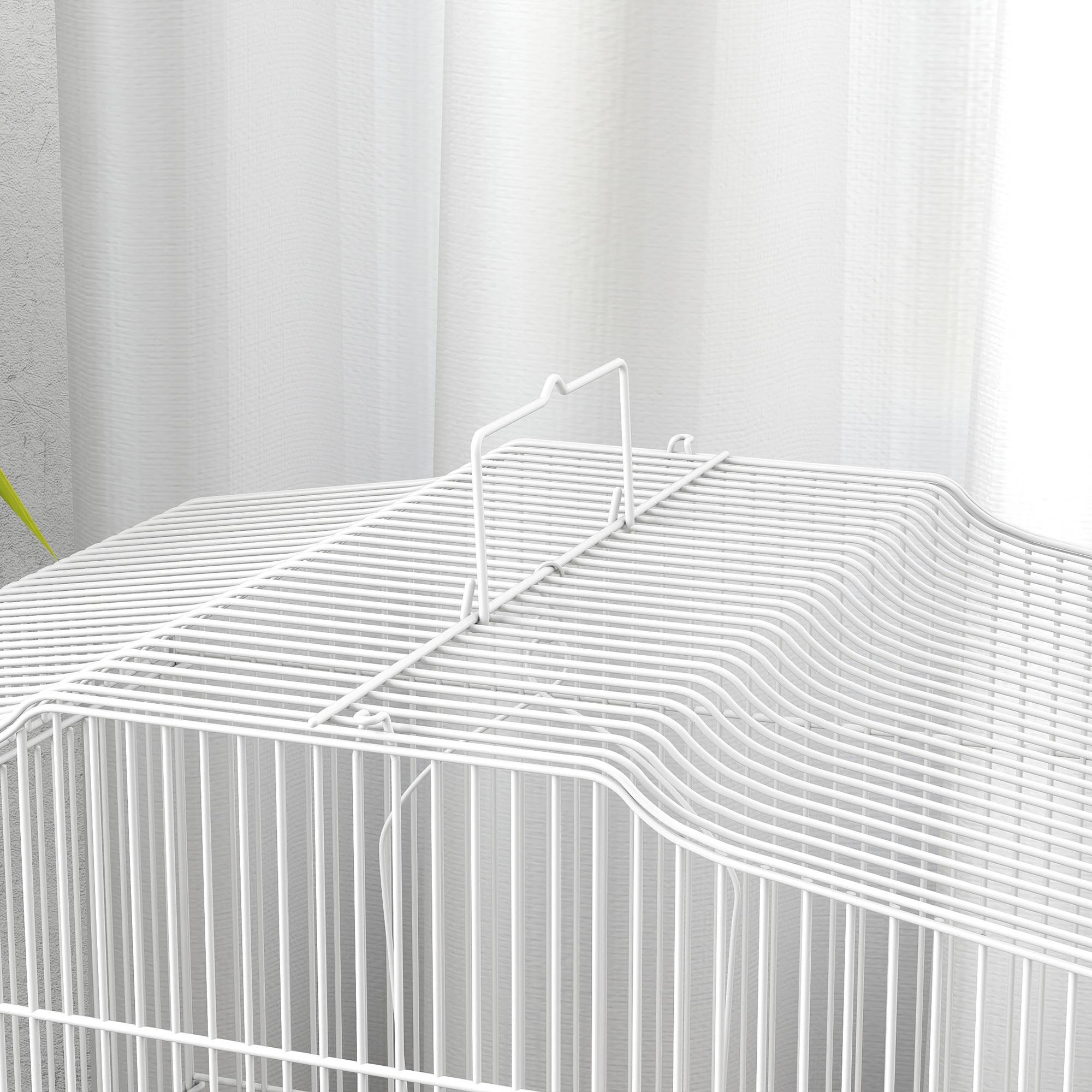 ComfortXL - Cage à oiseaux acier 46,5 x 36 x 59 cm blanc et vert pour perruches avec perchoirs mangeoires et tiroir amovible - Image 9