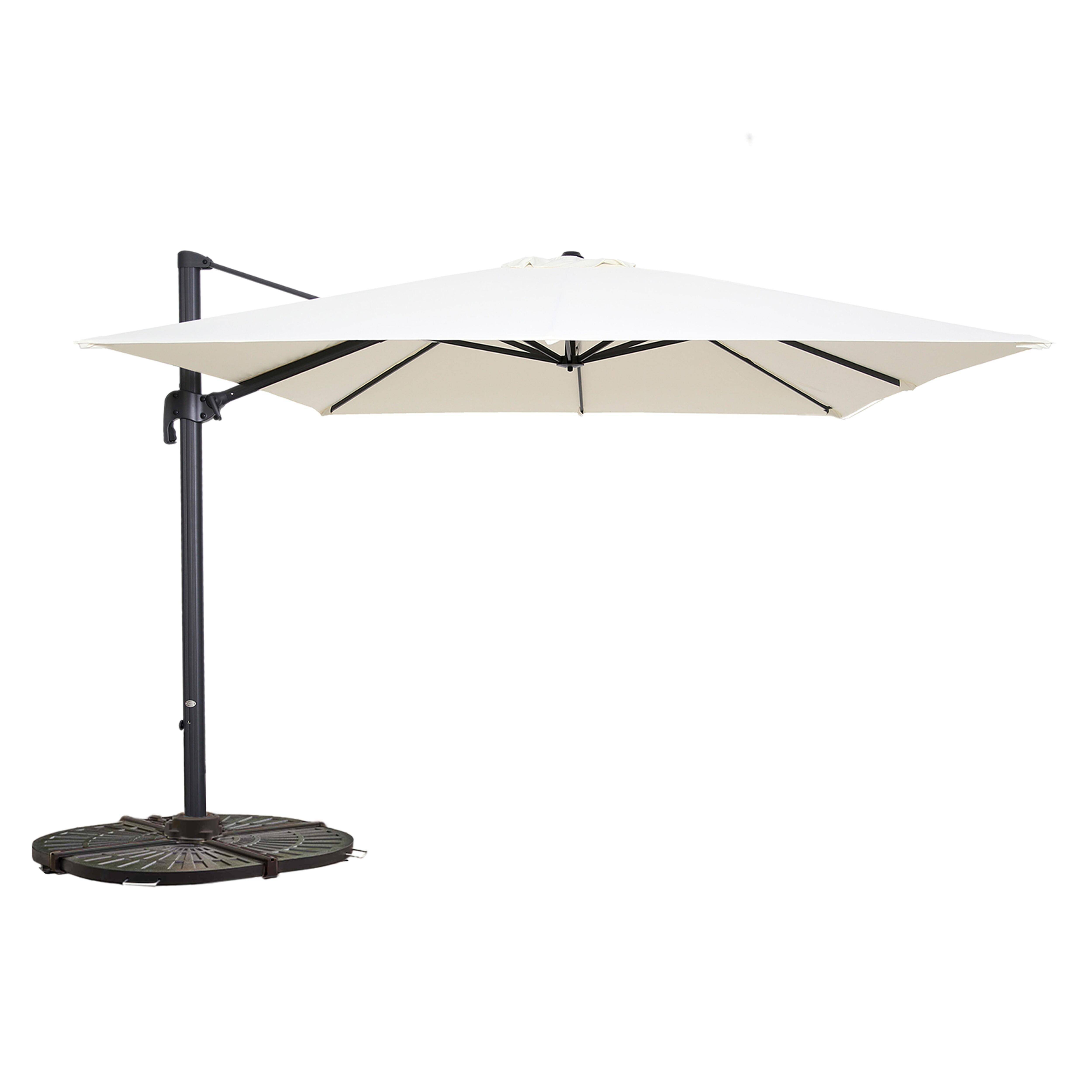 Oviala - Parasol déporté inclinable et rotatif 3x3m et 4 dalles lestées blanc Malaga - Oviala - Imagen 1