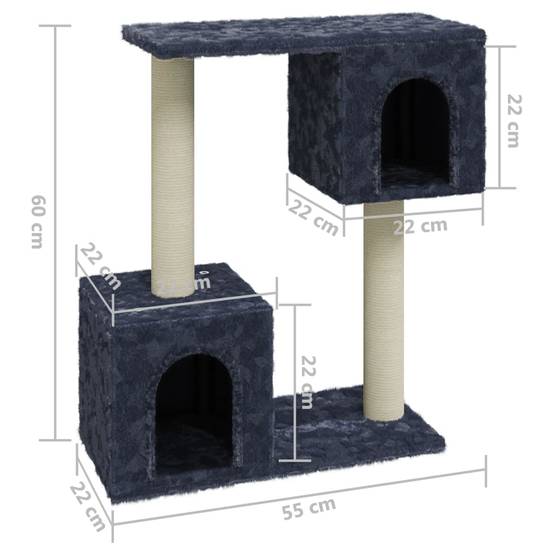 Arbre à chat bois d'ingénierie et sisal gris foncé 55 x 22 x 60 cm - PANGIVO - Image 6