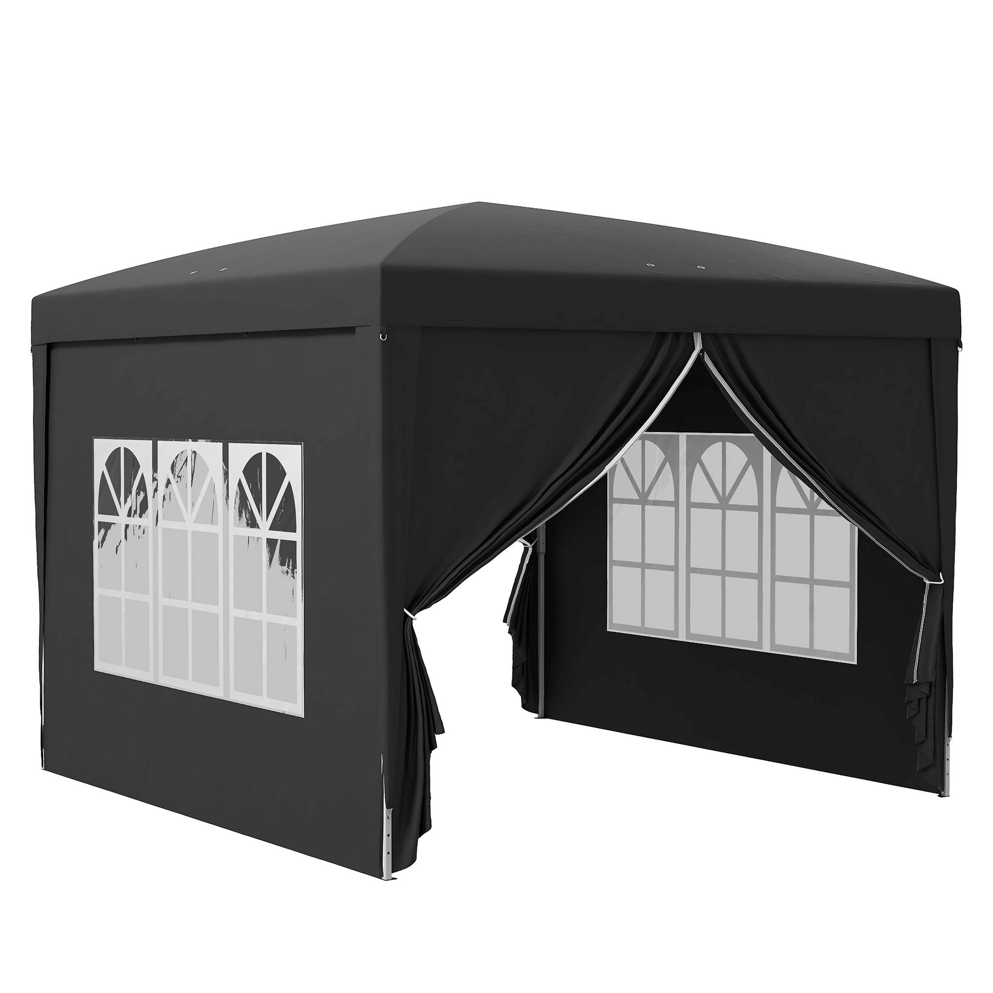 Outsunny - Tonnele de jardin barnum pop-up pliant 3x3m 4 parois amovibles sac de transport inclus noir - OUTSUNNY - Image 1