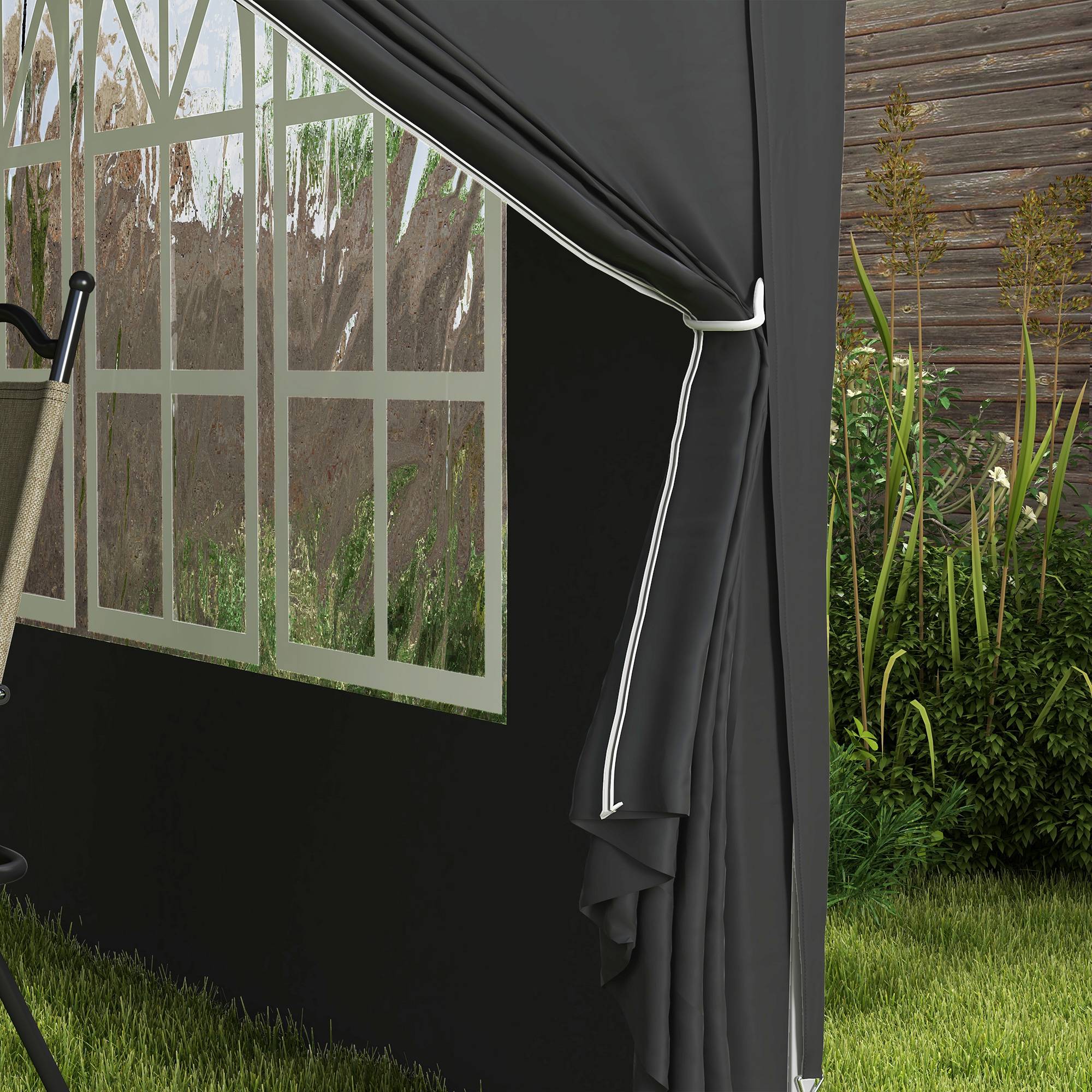 Outsunny - Tonnele de jardin barnum pop-up pliant 3x3m 4 parois amovibles sac de transport inclus noir - OUTSUNNY - Image 8