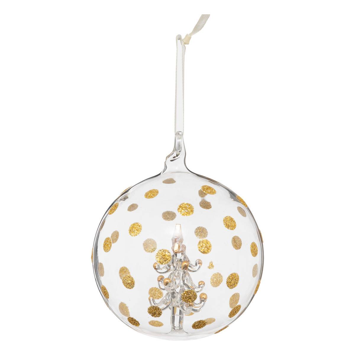 Fééric Lights & Christmas - Déco Sapin de Noël Boule en Verre Sapin intérieur D 8 cm Transparent et Or