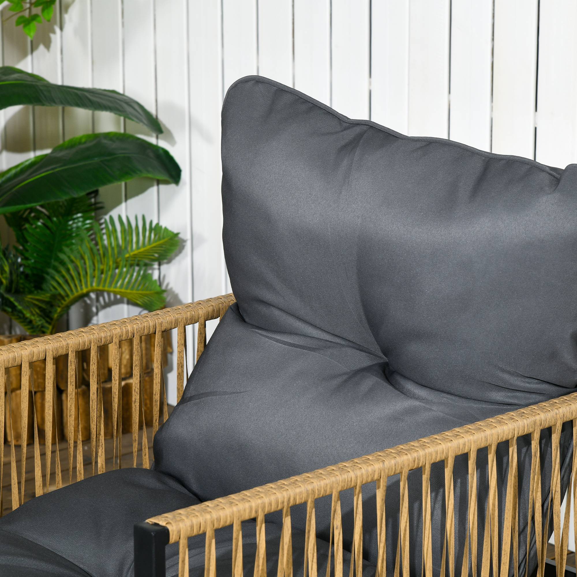 Salon de jardin 4 pièces résine tressée terrasse extérieur détente gris foncé - ComfortXL Outdoor Living - Image 7