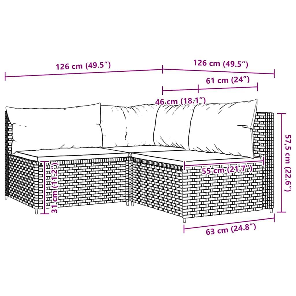 Vidaxl - Salon de jardin 3 pcs avec coussins marron résine tressée vidaXL 319748 - Imagen 3