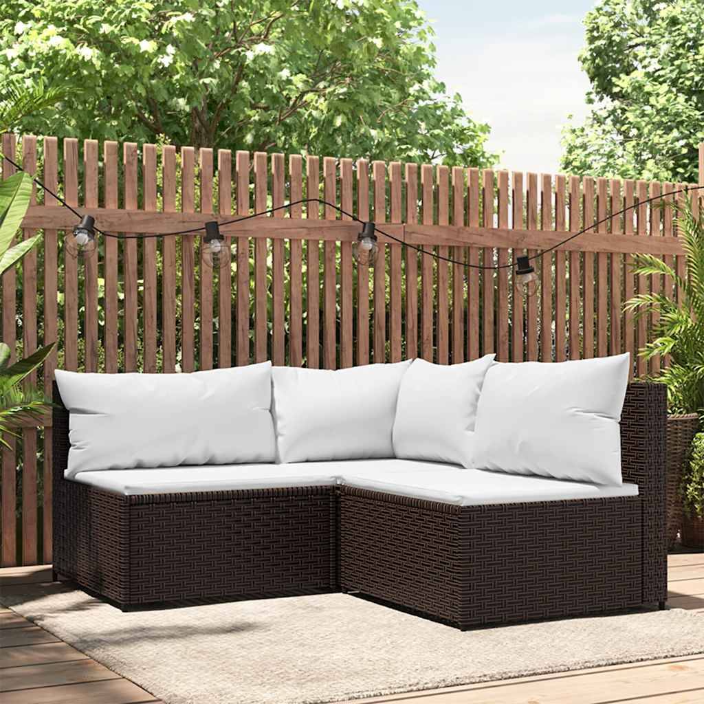 Vidaxl - Salon de jardin 3 pcs avec coussins marron résine tressée vidaXL 319748 - Imagen 1