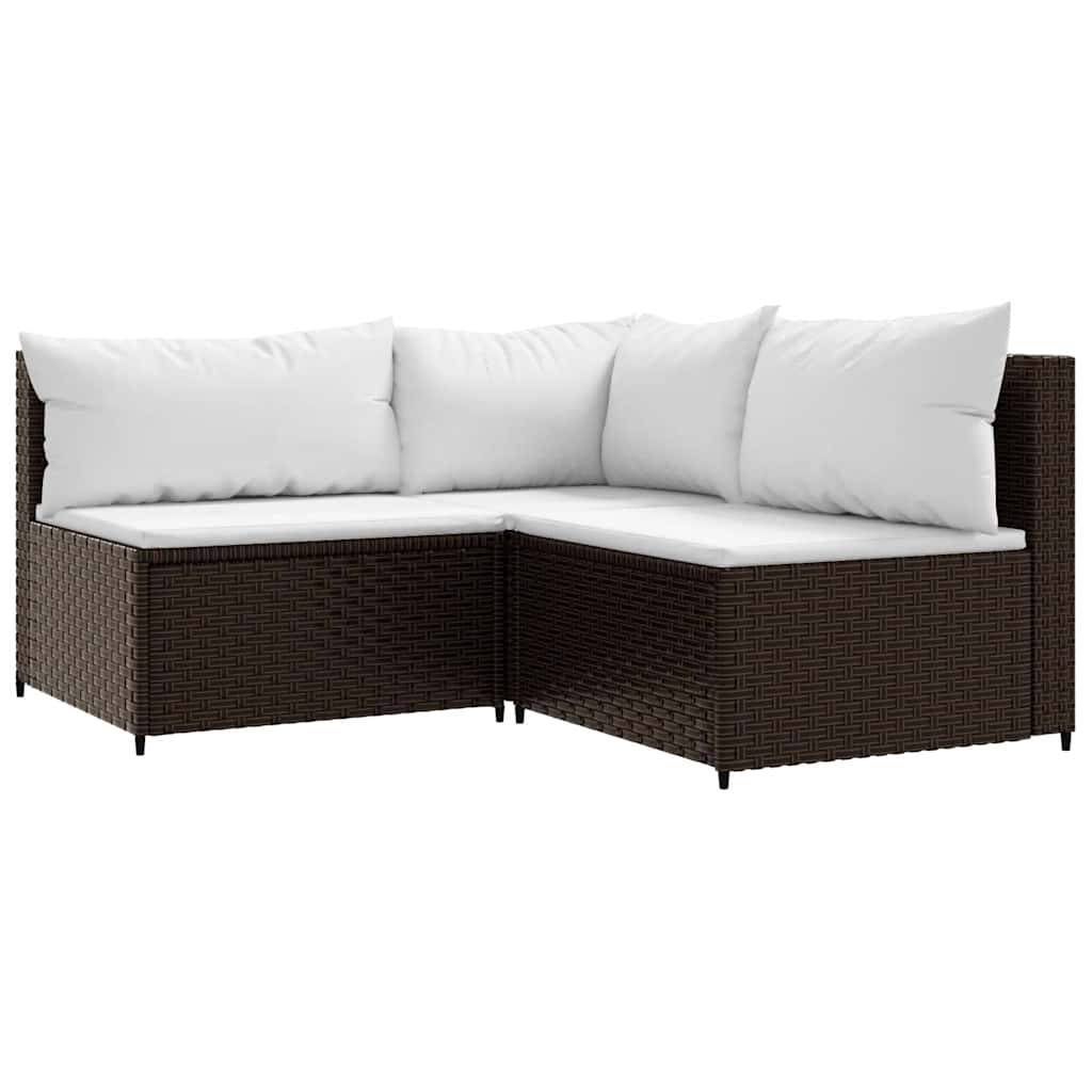 Vidaxl - Salon de jardin 3 pcs avec coussins marron résine tressée vidaXL 319748 - Imagen 2
