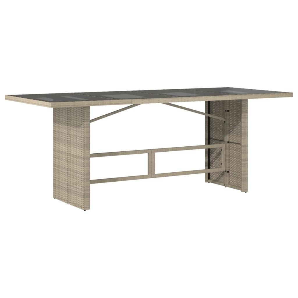 Table de jardin résine tressée gris clair avec dessus en verre 190 x 80 x 74 cm - PANGIVO - Image 2