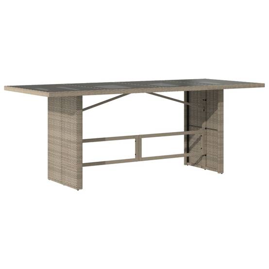Table de jardin résine tressée gris clair avec dessus en verre 190 x 80 x 74 cm - PANGIVO - Image 5