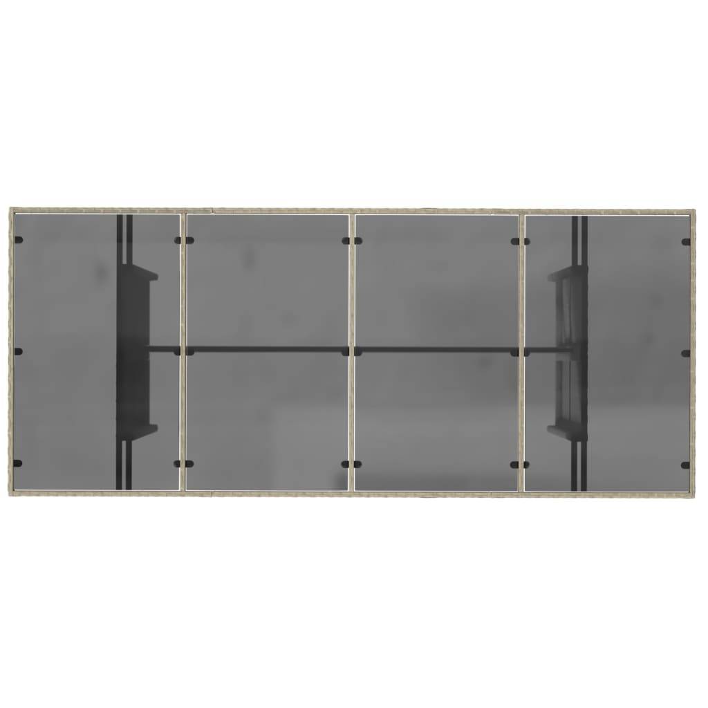 Table de jardin résine tressée gris clair avec dessus en verre 190 x 80 x 74 cm - PANGIVO - Image 7