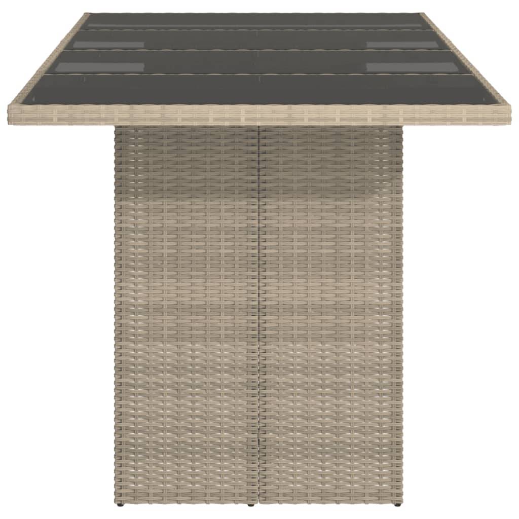 Table de jardin résine tressée gris clair avec dessus en verre 190 x 80 x 74 cm - PANGIVO - Image 4