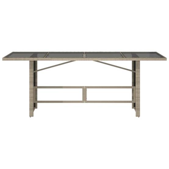 Table de jardin résine tressée gris clair avec dessus en verre 190 x 80 x 74 cm - PANGIVO - Image 6
