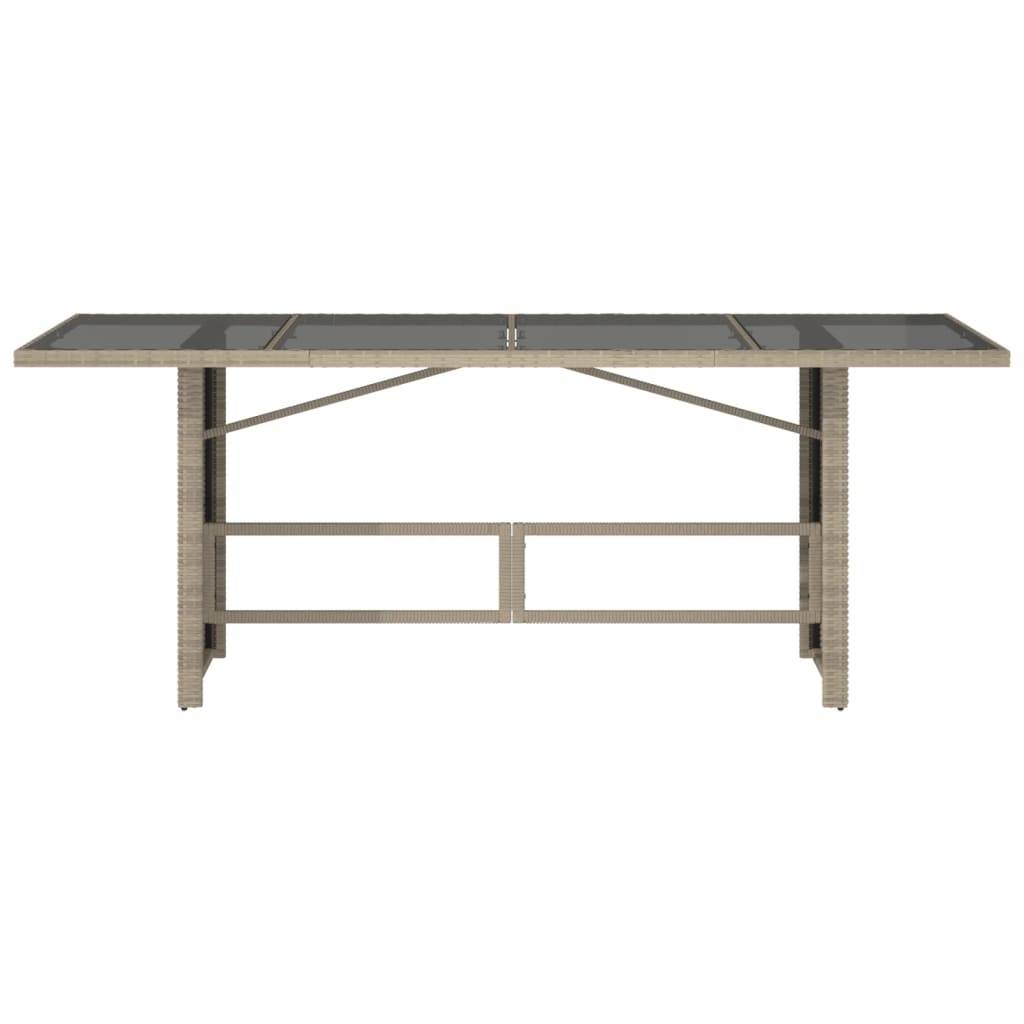 Table de jardin résine tressée gris clair avec dessus en verre 190 x 80 x 74 cm - PANGIVO - Image 6